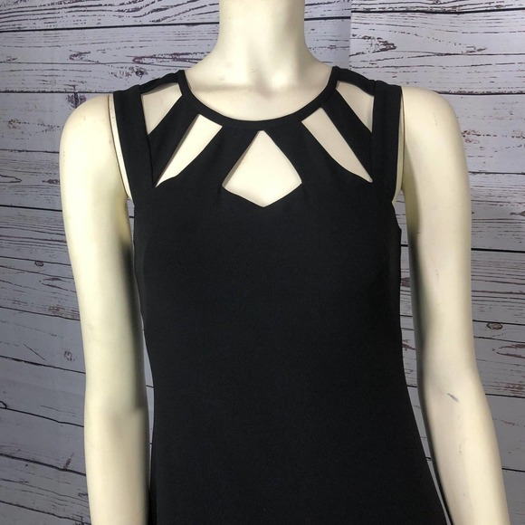 Vera Wang Floor Length Black Gown Cut Out Neckline and train on the back! - Picture 5 of 12